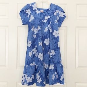 VTG Kalena Fashions of Hawaii Muumuu House Dress Blue White Floral Size M